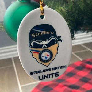 Pittsburgh steelers Christmas ornament ceramic 3”